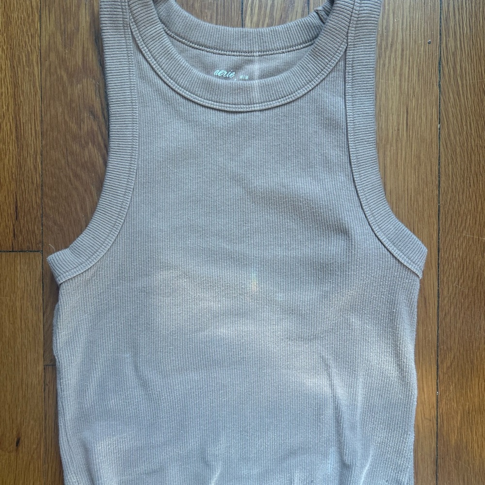 aerie Ribbed Taupe Tank Top